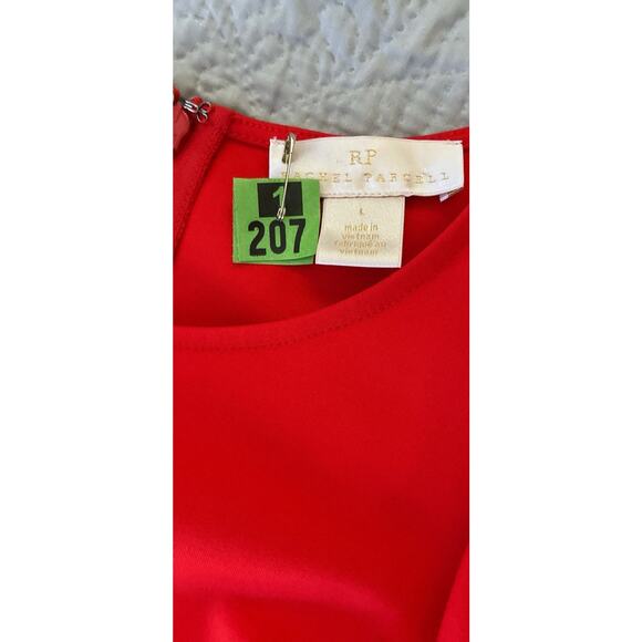 Rachel Parcell Sz L Red Ponte Knit Double Ruffle Sheath Dress Career, Party - Picture 6 of 14